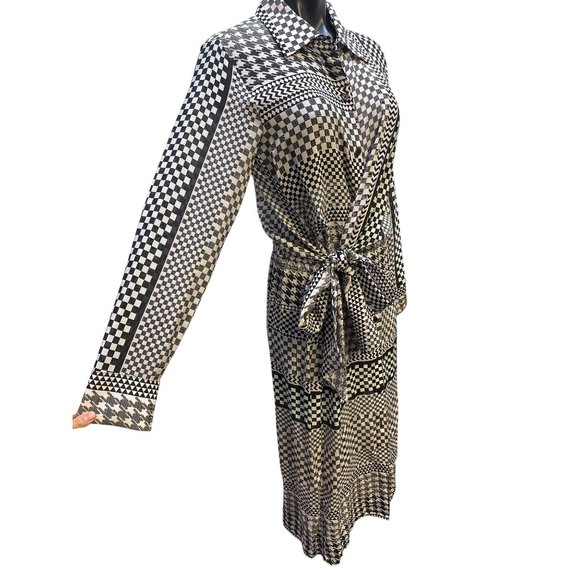 NWT Le Superbe Black & White Checked Silk Button-up Dress Size 6 - Picture 4 of 8